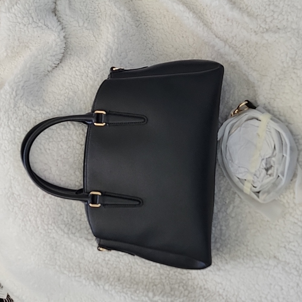 Coach Carryall Bag Black Pebble leather with embroidery Bee and Crystal Flowers - Picture 7 of 7